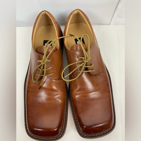 Zota Vero Couio Italian Style Dress Shoes Squared Toe Brown Leather Size 11 - Picture 1 of 14